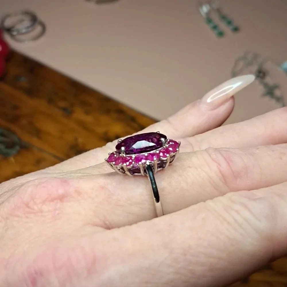 Color Change Sapphire & Natural Ruby Ring.